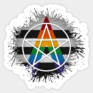 Paint Splatter LGBT Ally Pride Pentacle Symbol Sticker